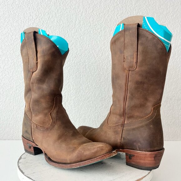 Lane PLAIN JANE Midi Boots Womens Cowboy 8 Western Brown Leather Short Ankle